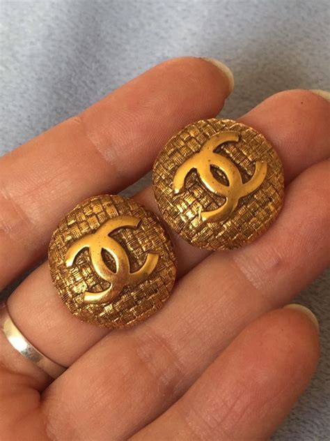 how to make chanel button earrings|authentic chanel logo earrings.